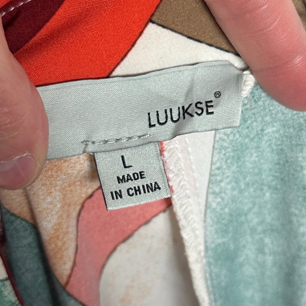 Luukse Wide Leg High Rise Pants Womens Sz Large Multicolour Geometric Print Boho - Picture 5 of 16